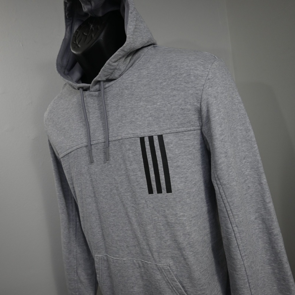 Adidas Hoodie Sweatshirt Gray Cotton Blend Performance Pullover Mens Size Small - Picture 1 of 12